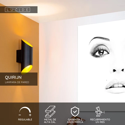 Lucide QUIRIJN - Lámpara de pared - Ø 10 cm - 1xG9 - Negro - USP